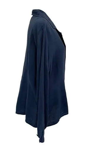 Flax 100% Linen Button Front Shirt Blouse Blue Breathable Lagenlook size Large