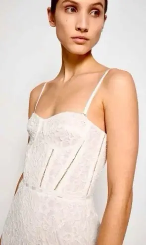 Jonathan Simkhai Ivory Lace Bustier Midi Dress XS Bridal Shower Rehearsal Guest White