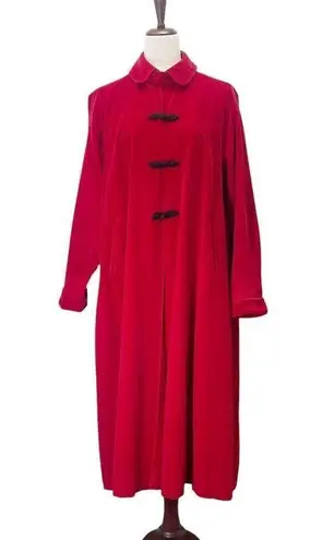 Vintage 1950s Red Velvet Long Evening Swing Coat Size Medium Rockabilly Festive
