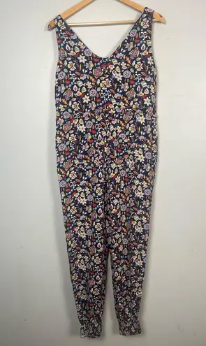 Boden Glorious British Style Navy Floral Jumpsuit tassel ties size 4R Blue