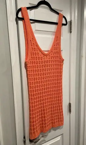 NWT Uncharted Threads Size L Coral Stretchy Knit Crochet Terry Cover Up Dress Pink Size L