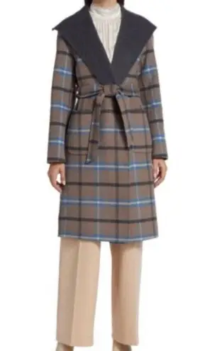 Elie Tahari NWT Elie Tahari Coat Wallace Plaid Wrap CATHEDRAL GREY SIZE M-