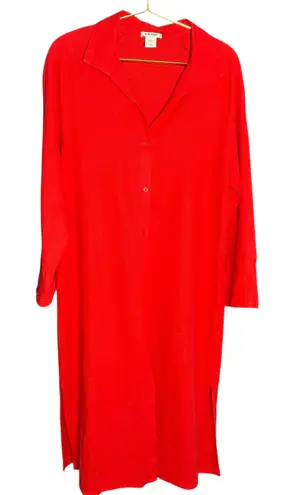 Haute Hippie Red Linen Viscose Button Front Shirt Dress Maxi Size XS