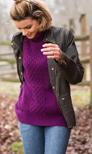 Two Bees Cashmere NWT Ribbed Cashmere Turtleneck Sweater XL Purple