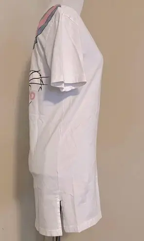 Bugs Bunny Print Crew Neck Tunic Dress with Short Sleeves White