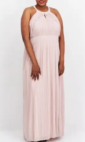 TFNC New Plus Pleated Chiffon Slit Maxi Bridesmaid Dress Pink Mink Size 18