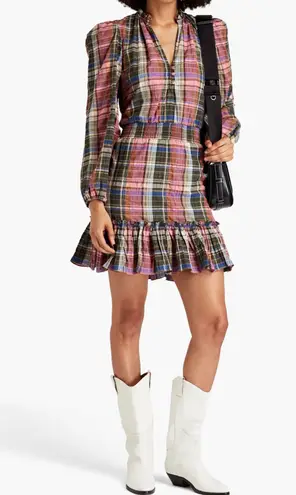 Veronica Beard Destiny Metallic Checked Mini Dress Multicolor Size 2