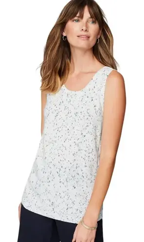 J.Jill Multi Tweed Lightweight Shell Tank Top Medium Soft Stone Cotton EUC White