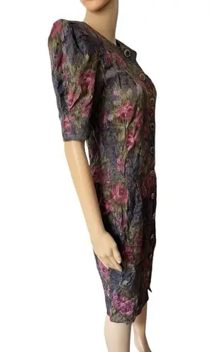 All that jazz Vintage 80s Whimsygoth Goth Witchy Floral Button Up Mini Dress