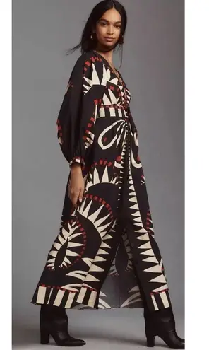 Farm Rio Coconut Grove Puff-Sleeve V-Neck Maxi Dress XS