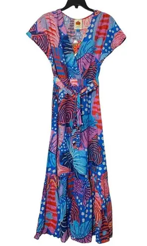 Farm Rio NWT V-Neck Printed Midi Wrap Dress in Ocean Life Tropical Sea Print XS