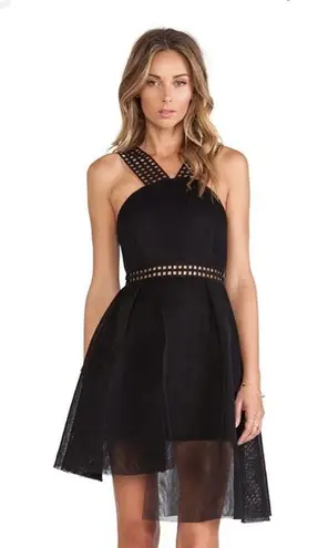 Self Portrait Self-Portrait Tiered Asymmetrical Lace Mini Dress Hem Dress Black Revolve Mesh 4