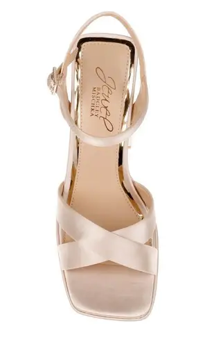 Badgley Mischka Womens Satin Platform Block Heel Sandals Light Pink Size 9