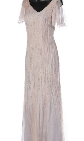 Richard Tyler Couture Purple w/ Mesh Overlay Beaded Gown Size M