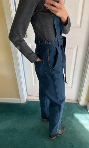 Gap Straight Leg Denim Overalls Jumpsuit With Bow Wrap  - Image 6