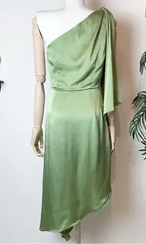 Elliatt Camilla Satin Asymmetrical Midi Dress Sage Green St Patrick’s Day