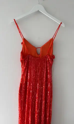 If By Sea Orange Sequin Midi Dress