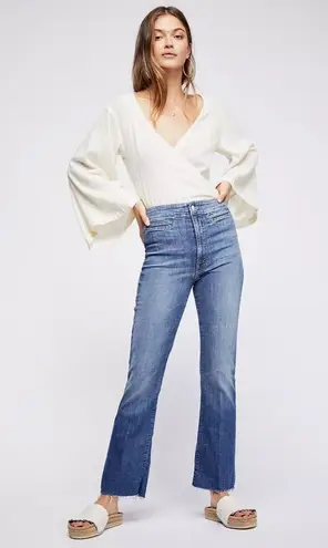 MOTHER laced hustler women’s Blue Ankle Cropped Jeans w Distressed Details sz 24