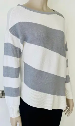 St. John Striped Link Textured Asymmetrical Sweater