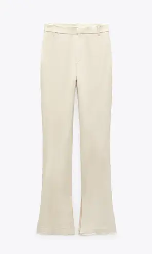 ZARA NWT  Cream FULL-LENGTH SATIN TROUSERS. Size Medium.