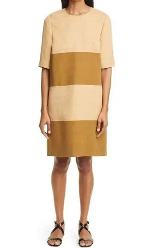 PARTOW Griffin Colorblock Shift Dress CHAMPAGNE DUNE COMBO Size 4