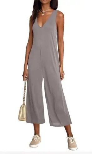 New Tan Sucolan Women's Sixe 2XL Casual Loose Tank Jumpsuit Sleeveless Knit Crop Brown Size 2X