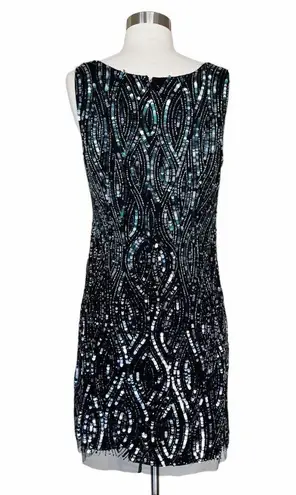 Aidan Mattox Cocktail Dress Sequined Sheath Scoop Neck Sleeveless Mesh 12 NWT