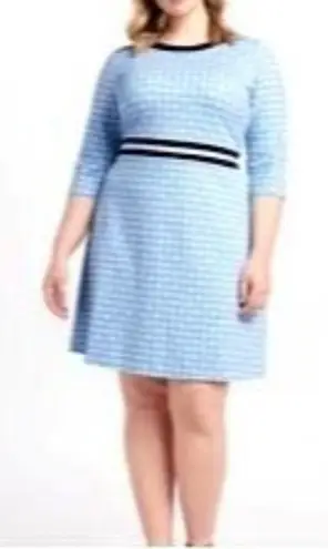 Draper James Dress Women 2X Blue White Floral Honeycomb Presley Ponte Preppy