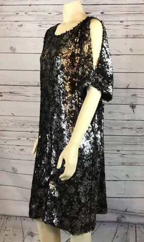 R & M Richards R&M Richard’s Black and silver sequin midi short sleeved dress size 22 w