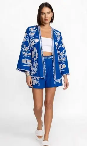 Johnny Was 💕 JADE💕 Jodie Easy Jacket + Jenah Short Set ~ Blue Small S NWT