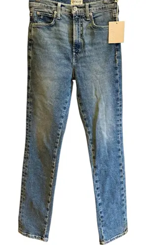 NWT ETICA Women's Medium Wash High Rise Straight ETHICALLY MADE Blue Jeans 27