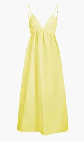 NWT Commense Open Back Midi Sun dress 100% Cotton Butter Yellow sz Medium
