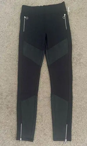 ALLSAINTS NWOT All Saints Terro Paneled Black Leggings with Zippers, Elastic Waist