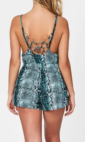 LF NWT  Blue Snake Print Romper W/ Rings