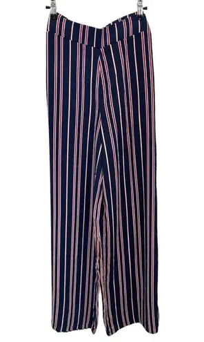Suzanne Betro Weekend Blue Red White Stripe Tie Belt Pants 1X New NWT Flowy Wide