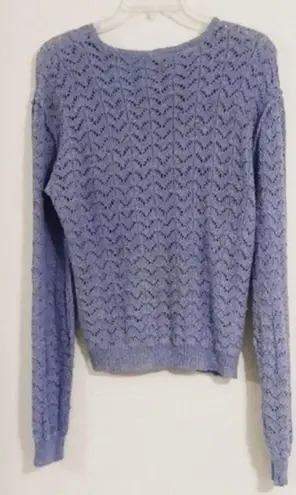 Vintage Blue  Crochet Open Knit Lightweight Sweater