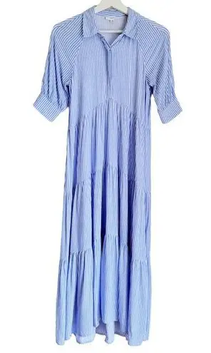 A loves A Women's Blue & White Striped Maxi Long Dress XS Casual Cute