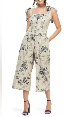 Gal Meets Glam Linen Blue Floral Jumpsuit