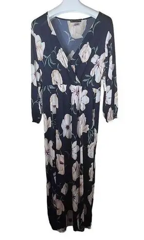 Fashion to figure NWT Plus 2X Floral Maxi Dress Long Sleeve V-Neck Career Church
