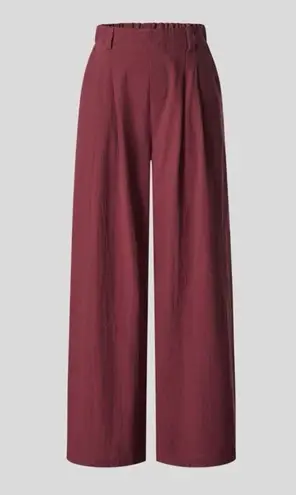 Halara 170.- HighWaisted Plicated Side Pocket Wide Leg Flowy Solid Palazzo Cotton Pants