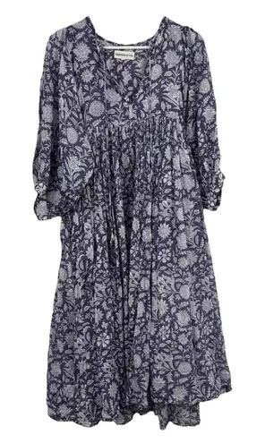 Daughters Of India Kyra Midi Dress Blue Iris S Floral Cottage Beach Resort Relax