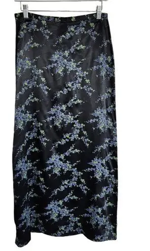 American Vintage Vintage Tracy Evans 90s Black Blue Green Floral High Waisted Straight Skirt 28