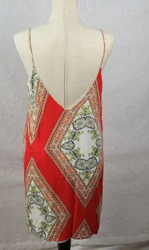 Renee C . Womens Shift Dress Size L Red Bandana Print Spaghetti Strap Scoop Neck