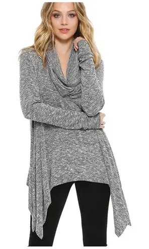 Elan Women's One Size Grey Cown Neck Tunic with Fishtail Side Bottom NEW