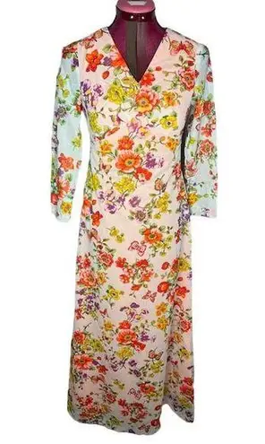 maxi dress floral flower power boho orange purple