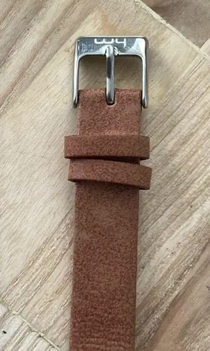 WY Modern Ladies Watch Large Round White Dial Genuine Leather Strap