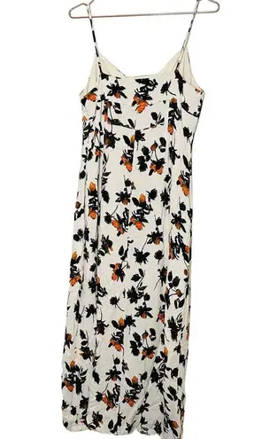 Derek Lam Floral Camisole Button Front V-Neck Slit Front Stretch Crepe Dress 10
