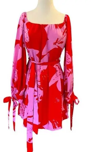 Bardot | Dariela Mini Dress Star Lily Long Sleeve Off Shoulder Belted Size 10