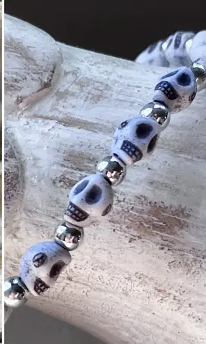 Dainty Tiny Skull Bracelet Earring Set Whimsigoth Bundle Green