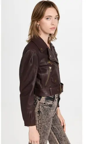 Veronica Beard NWT Marea Leather Moto Jacket in Brown Size 2